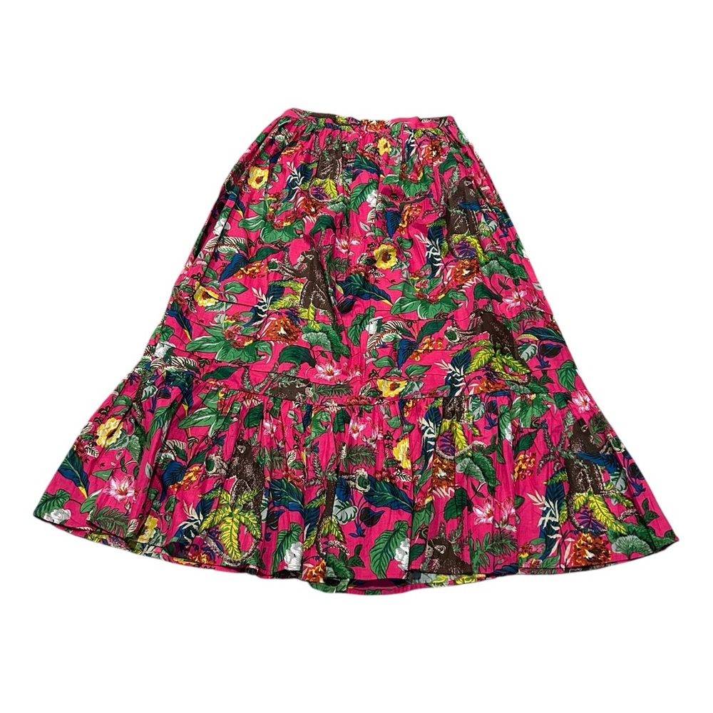 Bright Pink Floral Maxi Skirt - Casual Tiered Summer Skirt